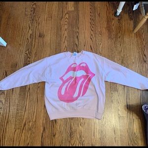Urban Outfitters Rolling Stones Crewneck in light pink